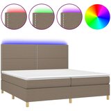  box spring s madracem LED smeđesivi 200x200 cm tkanina | shoptok.hr