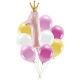 PARTY DECO set balonov first birthday, roza ( 9 kos) | Shoptok.si