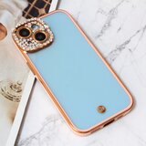 Torbica cirkon camera za iphone 15 6.1 roze