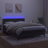  Box spring postelja z vzmetnico LED temno siva 140x200 cm žamet, (20789242) | Shoptok.si
