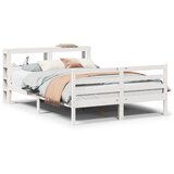 Maison Chic Posteljni okvir - Dvoposteljna postelja - Zakonska postelja z vzglavjem bel 150x200 cm trdna borovina, (21694593) | Shoptok.si