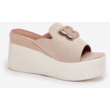 Boto Platform And Wedge Sandals With Decoration Beige Tanonea | Shoptok.si
