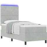 vidaXL krevet s podlogom i madracem & LED svjetlom sivo svjetlo 80x200 cm baršun | shoptok.hr