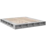  Posteljni okvir betonsko siv 200x200 cm inženirski les | Shoptok.si