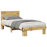  Okvir kreveta uzglavljem bez madraca 75x190 cm puno drvo hrast | shoptok.hr