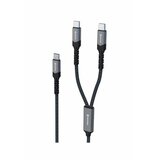 Swissten kabel 2u1 USB-C/2x USB-C, 100W, 50w+50w, 1,5m tekstilni crni | shoptok.hr