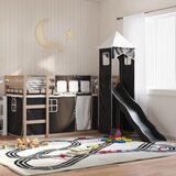  The living store pograd s toboganom in zavesami bel in črn 90x190 cm - pograd, (21488307) | Shoptok.si