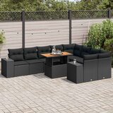 vidaXL 10-dijelni set vrtnih sofa s jastucima crni poliratana bagrem | shoptok.hr
