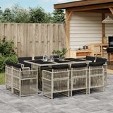 vidaXL 11-dijelni vrtni blagovaonski set s jastucima svijetlosivi | shoptok.hr