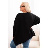 Kesi Włoski Women's Plus Size sweater with acrylic, loose fit and 3/4 sleeves black | shoptok.hr