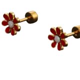  Naušnica Flower - Zlatna / Crvena KP21746 | shoptok.hr