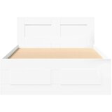 vidaXL Posteljni okvir z vzglavjem bel 100x200 cm inženirski les | Shoptok.si
