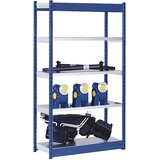 hofe Stabilni sestavljivi regal, enostranski, višina regala 2000 mm, modra/pocinkano, širina police 1025 mm, osnovni regal, širina x globina 1025 x 40 | Shoptok.si