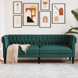 vidaXL kavč trosed chesterfield temno zelena tkanina | Shoptok.si