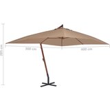 Konzolni suncobran s drvenom šipkom 400 x 300 cm smeđe-sivi | shoptok.hr