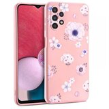 Onasi silikonski ovitek za Samsung Galaxy A53 - mat roza z rožicami Cene