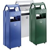 VAR Posoda za odpadke s pepelnikom, prostornina 35 l, ŠxVxG 300 x 960 x 250 mm, modra RAL 5010 | Shoptok.si