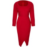 Trendyol Curve Red Knitted Fitted Midi Dress Cene