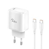 Konfulon kućni punjač JK91+DC67 PD20W sa pd kablom type c na type c beli Cene