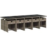 vidaXL 11-dijelni vrtni blagovaonski set s jastucima poliratan sivi | shoptok.hr