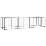  Zunanji pasji boks jeklo s streho 16,94 m² - - črna - 78.5 - 770 x 220 x 180 cm - | Shoptok.si