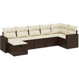 Maison Chic Seti vrtnega pohištva - Vrtna garnitura - Vrtni pohištvo set 7-delna z blazinami rjav poli ratan, (21801306) | Shoptok.si