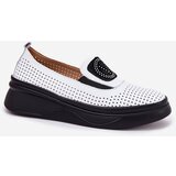 VINCEZA Ladies Leather Moccasins On Platform And Wedge White 79522 | shoptok.hr