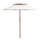  Dvoslojni suncobran 270 x 270 cm s drvenim stupom krem bijeli | shoptok.hr