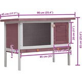  Vanjska kućica za zečeve s 1 katom smeđa drvena | shoptok.hr