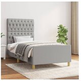 Posteljni okvir z vzglavjem svetlo siv 100x200 cm blago | Shoptok.si