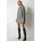  Women's Gray Oversize Long Basic Knitwear Sweater Cene