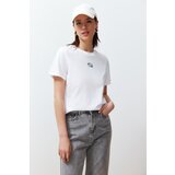 Trendyol White 100% Cotton Embroidery Regular/Regular Fit Knitted T-Shirt | shoptok.hr