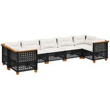  7-dijelni set vrtnih sofa od poliratana s jastucima crni Crna 63.5 x 63.5 x 62 cm | shoptok.hr