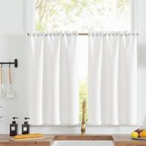TOPICK komplet 2 kuhinsjkih zaves v videzu lana - 90 × 60 cm odprta embalaža Cene