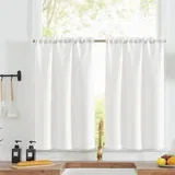 komplet 2 kuhinsjkih zaves v videzu lana - 90 × 60 cm odprta embalaža