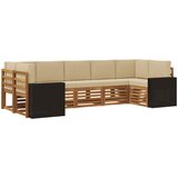 VidaXL Kotna sedežna garnitura 7 pcs Naravna in bež Poliester, (5000283738) Slike