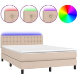  Krevet box spring madrac LED cappuccino 140x200cm umjetna koža | shoptok.hr