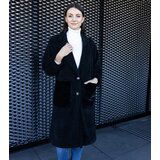 Gemre Long black coat with plush pockets Badra | Shoptok.si
