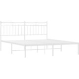  Metalni okvir za krevet s uzglavljem bijeli 150x200 cm | shoptok.hr