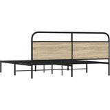 vidaXL Kovinski posteljni okvir brez vzmetnice sonoma hrast 180x200 cm | Shoptok.si