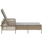vidaXL Ležaljka na suncu Bež i svijetlosiva PE ratan 157 x 55 x 92 cm | shoptok.hr