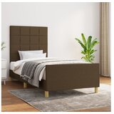  Okvir za krevet s uzglavljem tamnosmeđi 90x200 cm od tkanine | shoptok.hr
