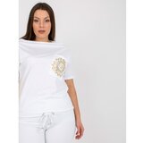 Fashion Hunters Plus size white cotton blouse with pocket Cene