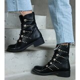 Gemre Black lace-up ankle boots embellished with studs Elea | shoptok.hr