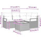  Set vrtnog kauča od 5 dijelova s jastučićima sivi poli ratan | shoptok.hr