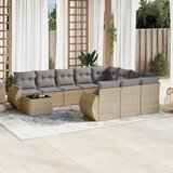 Maison Chic Seti vrtnega pohištva - Vrtna garnitura - Vrtni pohištvo set 11-delna z blazinami bež poli ratan, (21816011) | Shoptok.si