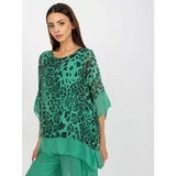 Fashionhunters Dark green silk blouse with a print