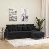  Trosjed s tabureom crni 180 cm baršunasti | shoptok.hr