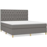  Box spring postelja z vzmetnico temno siva 160x200 cm blago, (20790171) | Shoptok.si