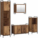 Set ormarića za kupaonicu 4 kom. Staro drvo 40 x 36 x 181 cm - Staro drvo Ormar ispod sudopera (3 vrata) + viseći ormar + kupaon | shoptok.hr